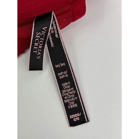 Victoria's Secret Very Sexy Push Up Front Close Lace Bra Red 32DDD - Picture 5 of 5